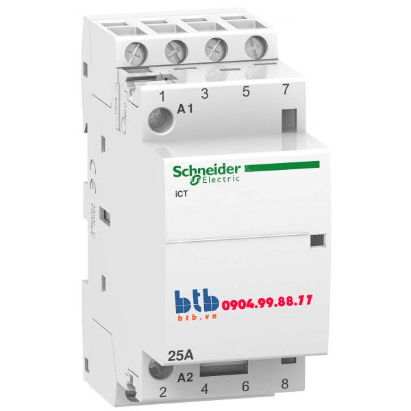 Schneider – Contactor iCT,4P, điện áp cuộn dây 24VAC 4NO 25A