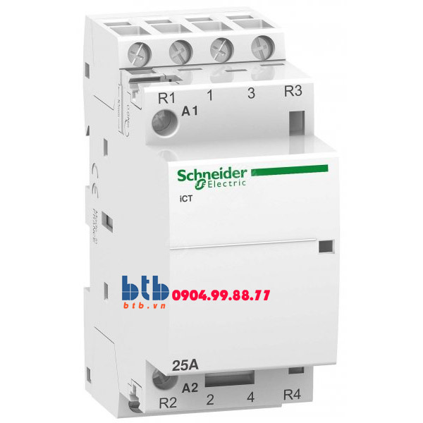 Schneider – Contactor iCT,4P, điện áp cuộn dây 230/240VAC 2NO+2NC 25A