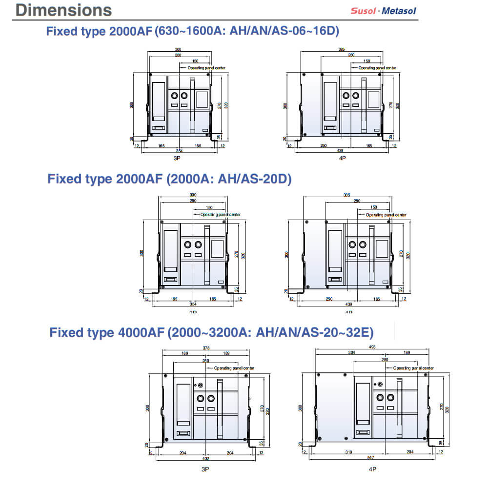 AS-25E3-25H NG5/NH5 | ACB LS 3P 2500A 85kA loại cố định