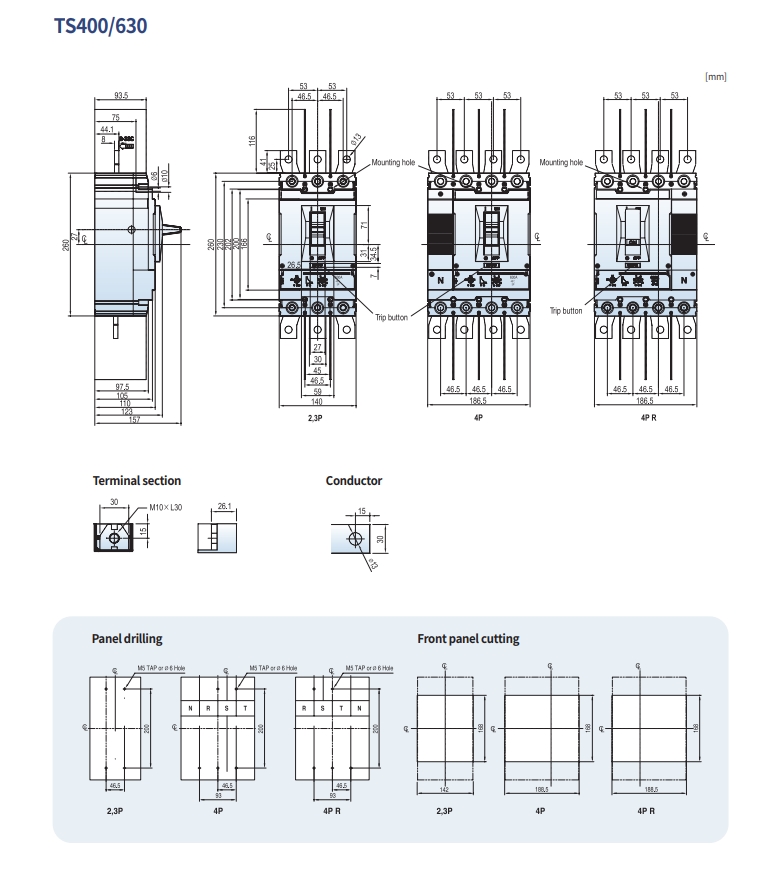mccb ls ts400 ts630 2p 3p 4p kich thuoc cad