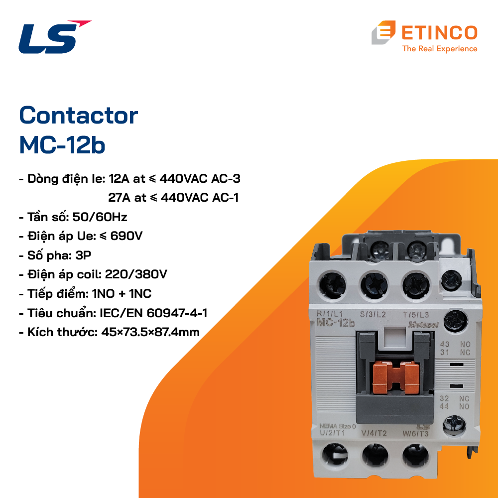 Contactor Kh i ng T LS MC 12b 380V 5 5kW 1NO1NC