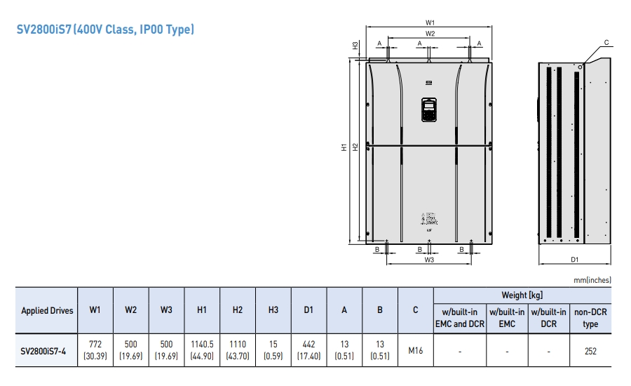 kich thuoc bien tan ls is7 ip21 type 280kw 400v ip00