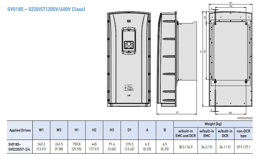 kich thuoc bien tan ls is7 ip54 type 18.5kw 22kw 200v 400v