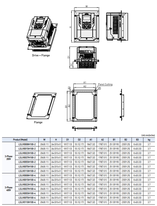 mat bich bien tan ls h100 ip20 0.75kw 1.5kw 2.2kw 3.7kw 5.5kw 7.5kw 11kw