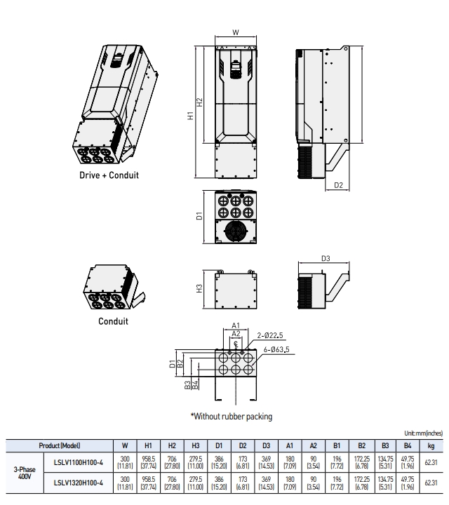 ong dan bien tan ls h100 ip20 110kw-4 132kw-4