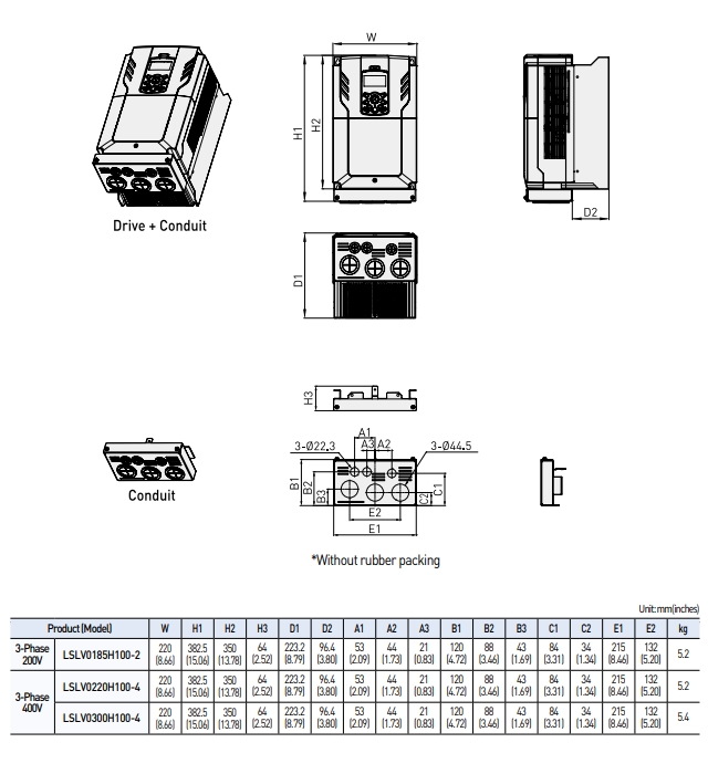ong dan bien tan ls h100 ip20 18.5kw-2 22kw-4 30kw-4