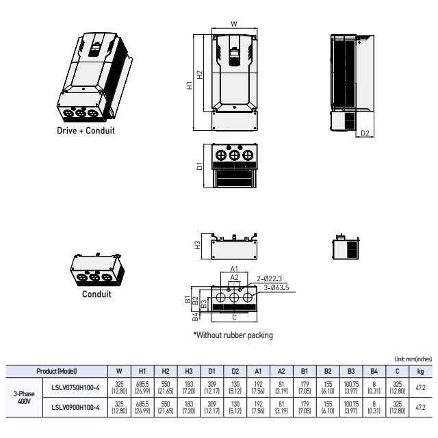 ong dan bien tan ls h100 ip20 75kw-4 90kw-4