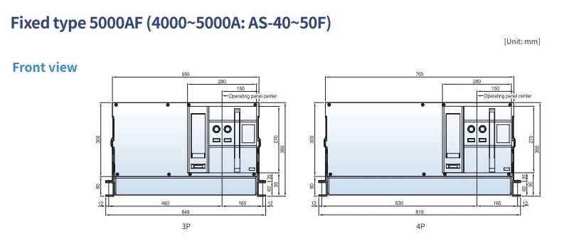 acb ls fixed type 5000af 4000-5000a as 40-50f front view