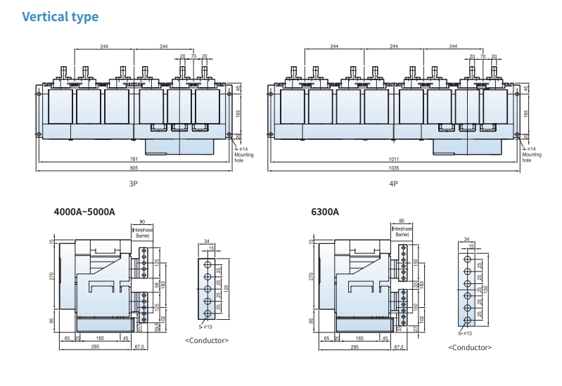 acb ls fixed type 6300af 4000a-6300a ah-as 40-63g vertical type