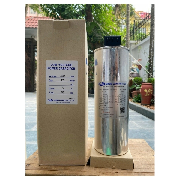 Tụ bù Samwha 25kVAr RMC-4450250KT 3P 440V (Mới) tu bu kho samwha rmc-4450250kt anh 1