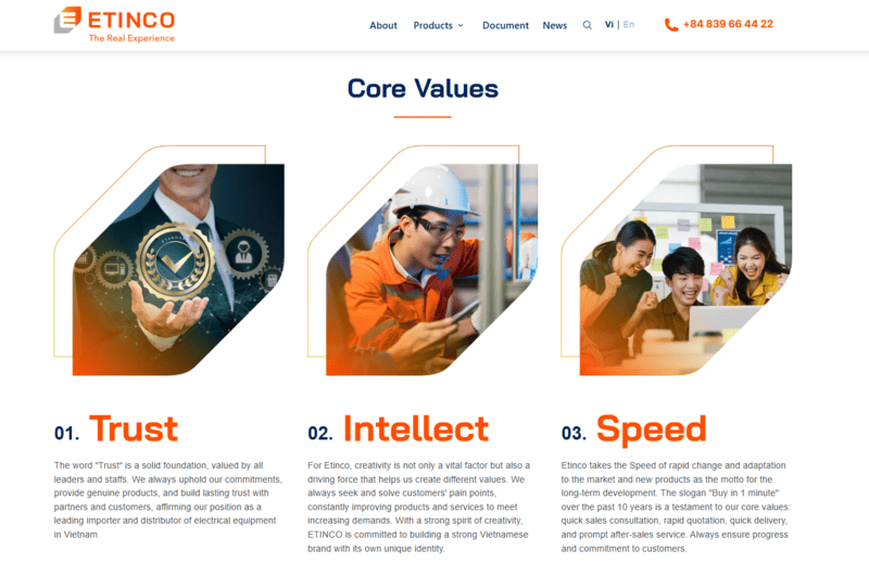“TRUST” between ETINCO and partners tin gia tri cot loi