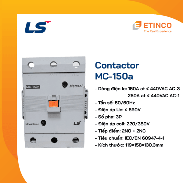 MC-150a 220VAC | Khởi động từ - Contactor LS 150A 3P 220V 2NO2NC