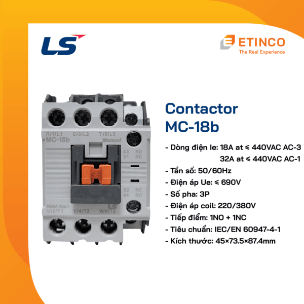 MC-18b 24VDC | Khởi động từ - Contactor LS 18A 3P 24VDC 1NO1NC