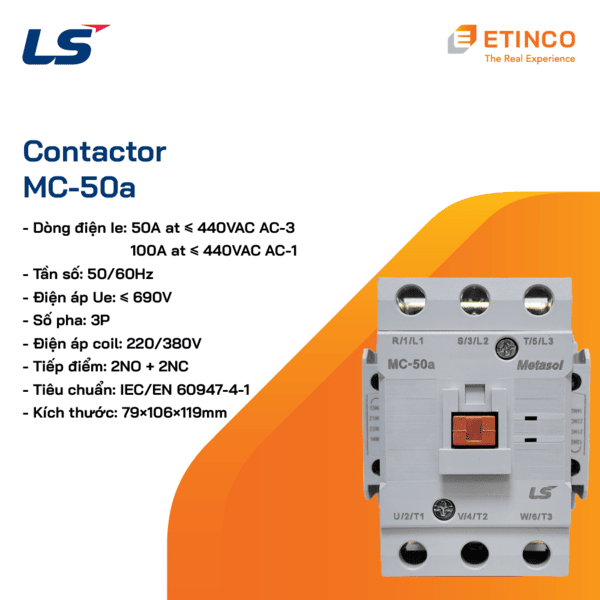 MC-50a 380VAC | Khởi động từ - Contactor LS 50A 3P 380V 2NO2NC