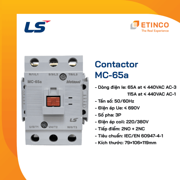 MC-65a 380VAC | Khởi động từ - Contactor LS 65A 3P 380V 2NO2NC