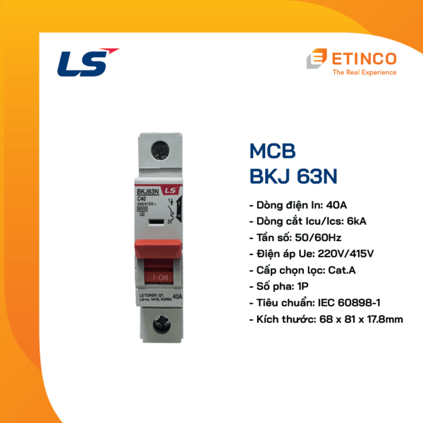 BKJ63N 1P 40A | MCB LS 1P 40A 6kA