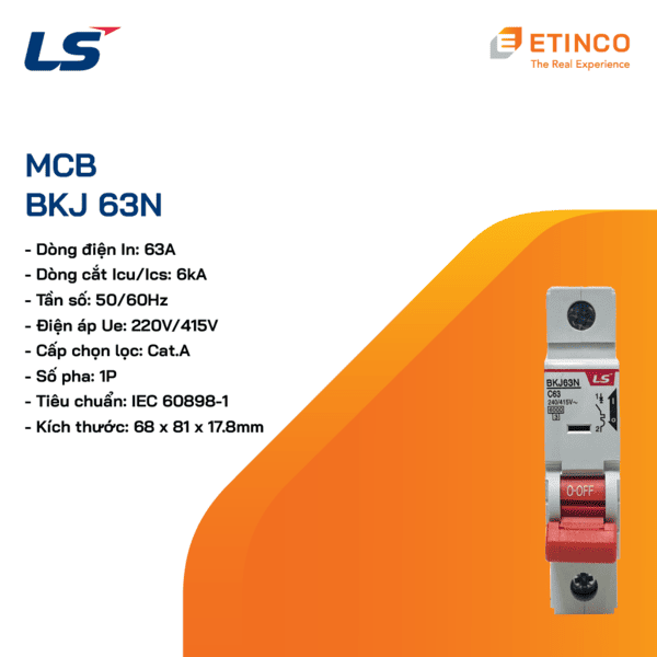 BKJ63N 1P 63A | MCB LS 1P 63A 6kA