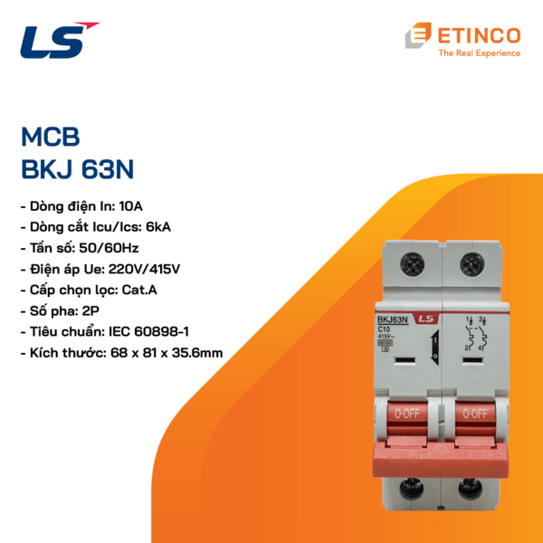 BKJ63N 2P 10A | MCB LS 2P 10A 6kA