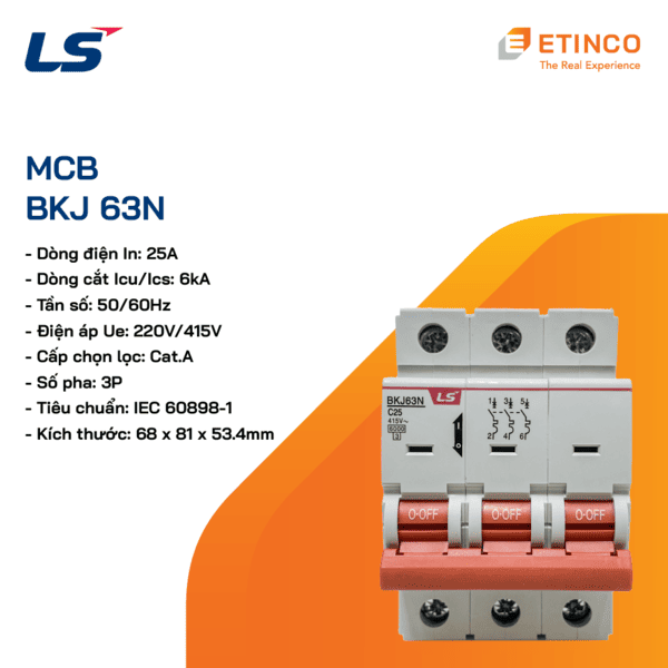 BKJ63N 3P 25A | MCB LS 3P 25A 6kA