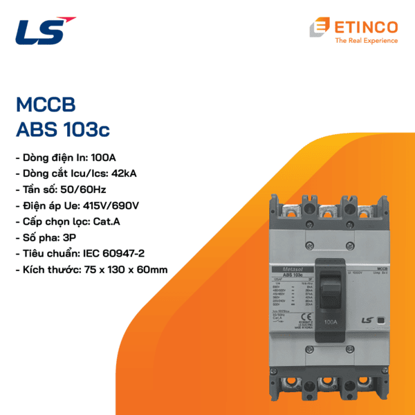 ABS103c 100A | CB khối LS MCCB 100A 3P 42kA
