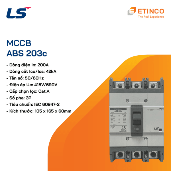 ABS203c 200A | CB khối LS MCCB 200A 3P 42kA