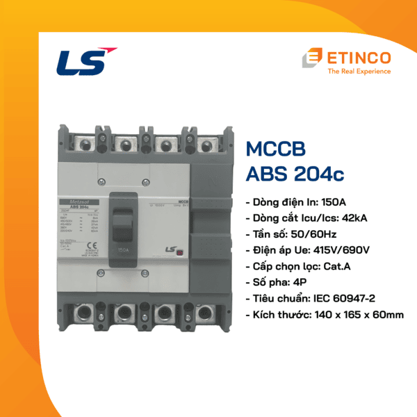 ABS204c 150A | Aptomat khối LS MCCB 150A 4P 42kA