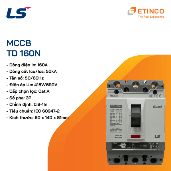 TD160N FMU160 3P 160A | Aptomat MCCB LS 3P 160A 50kA