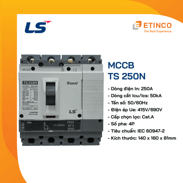 TS250N FTU250 4P 250A | Aptomat MCCB LS 4P 250A 50kA