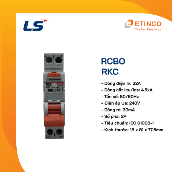 RKC 1P+N 32A | RCBO LS 1P+N 32A 30mA 4.5kA
