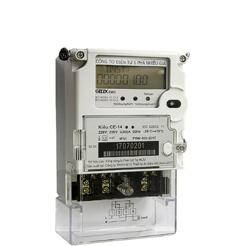 Công tơ điện tử 1 pha 3 giá EMIC CE-14 5(10)A 220-230V