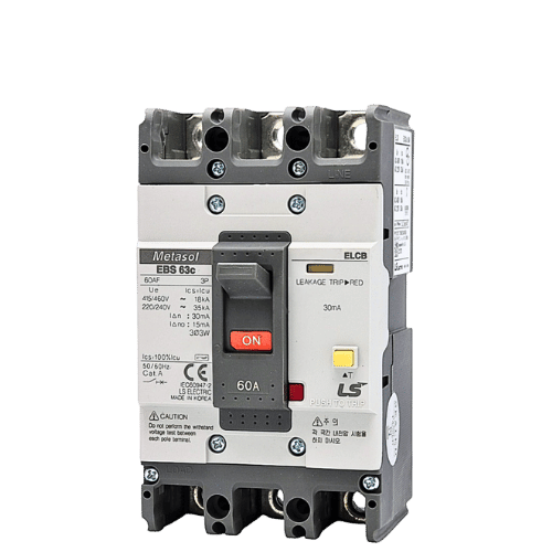 EBS63c 60A | Aptomat khối chống giật LS ELCB 60A 30mA 3P 18kA
