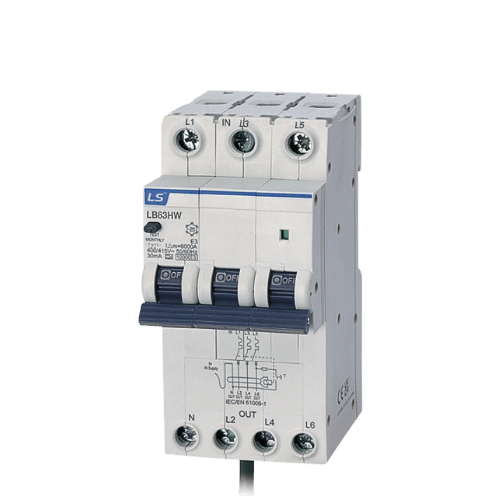 LB63HW 3P+N 6A | CB chống giật LS RCBO 3P+N 6A 30mA 10kA