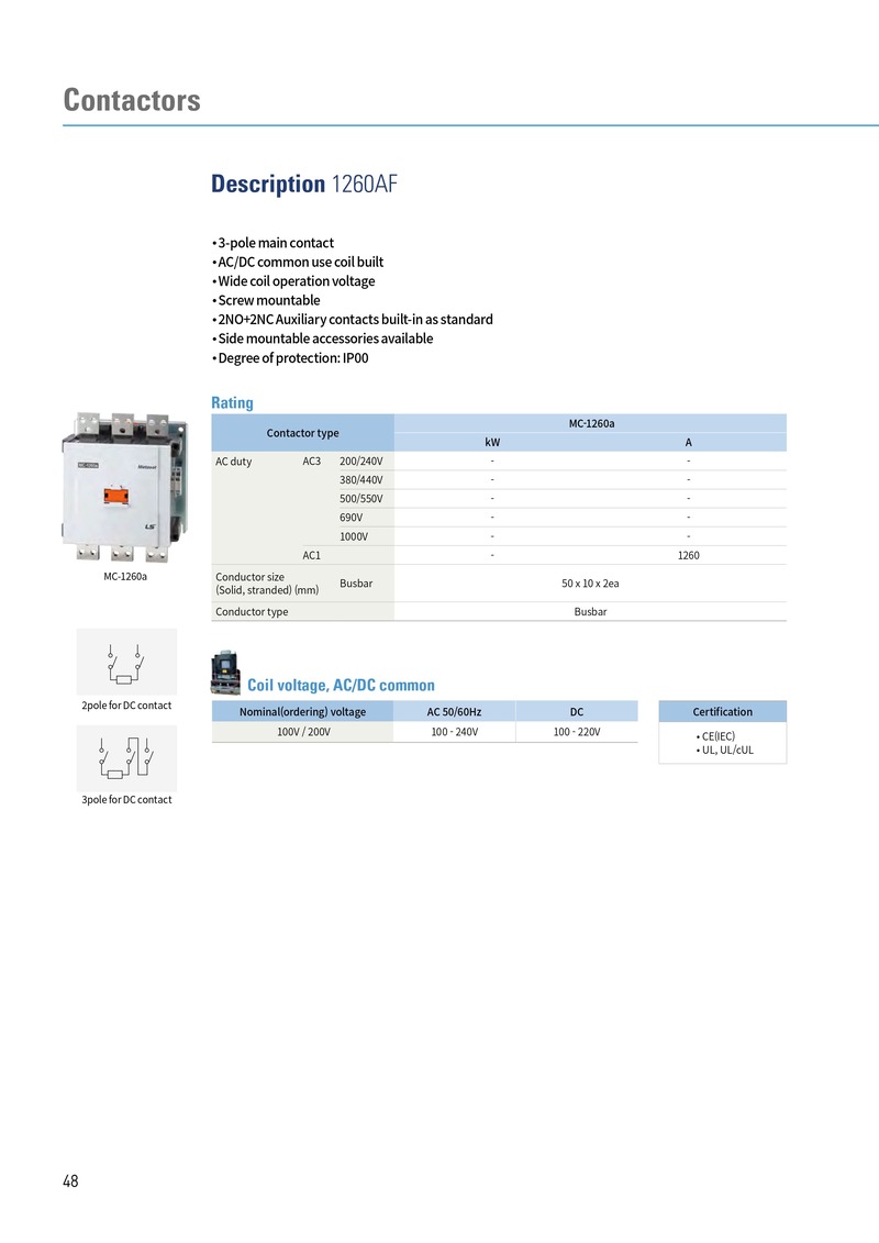 thong so ky thuat metasol contactor ls 3p 1260af